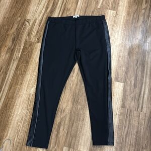 Pique Black Leggings With Faux Leather Trim Size 3X